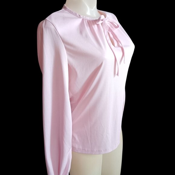 Vintage Women's Large 11/12 Blouse Top 1980's Sexy Secretary Rose Pink Keyhole - Picture 3 of 5